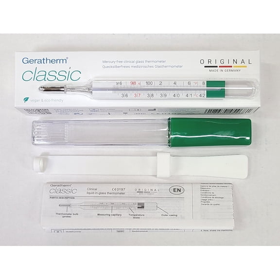 GERATHERM CLASSIC Original Clinical Glass Thermometer °F / °C Mercury-Free Made in Germany