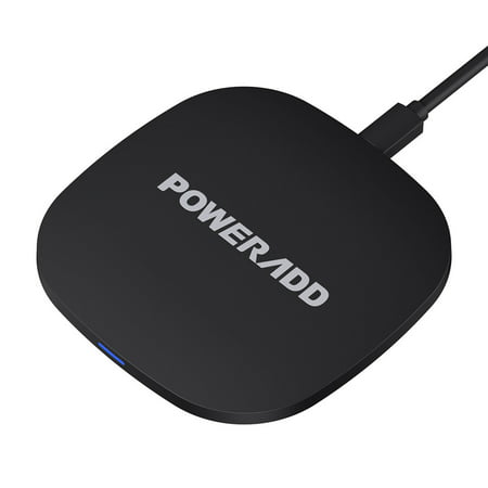 Poweradd Wireless Charger Fast Wireless Charging Pad for Samsung S6 Edge+, S7, S7 Edge, S8, S8 Plus, Note7, Note8, 5W Wireless Charger for iPhone X / 8 / 8 (Best Wireless Fast Charger)