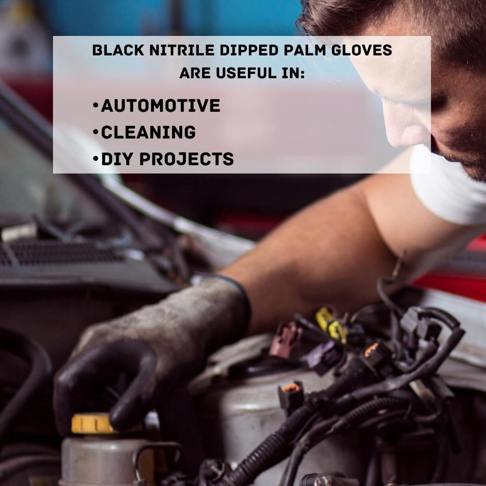 MMBM Nitrile Coated Gloves Medium Grey/Black With Red, Green, Blue & Black Cuff 13 Ga High-Quality Knitted Industrial Work Gloves 12 Pairs