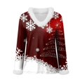 thumbnail image 4 of zaveiop Womens Christmas Shirts 2025 Xmas Tree Graphic Faux Fur V Neck Long Sleeve Blouses Fashion Comfort Holiday Tops (Z3-White, S), 4 of 4