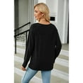 thumbnail image 3 of Anbech Deep V Neck Blouse for Women's Soft Long Sleeve Button Shirts Comfty Loose Fit Casual Sexy Tops, 3 of 8
