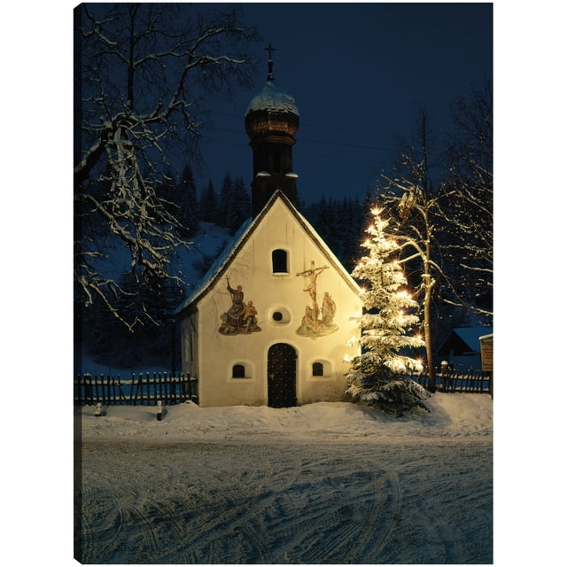 Cuadro Decorativo - Acogedora capilla de invierno Jr Impresión en canvas, estrechado.
