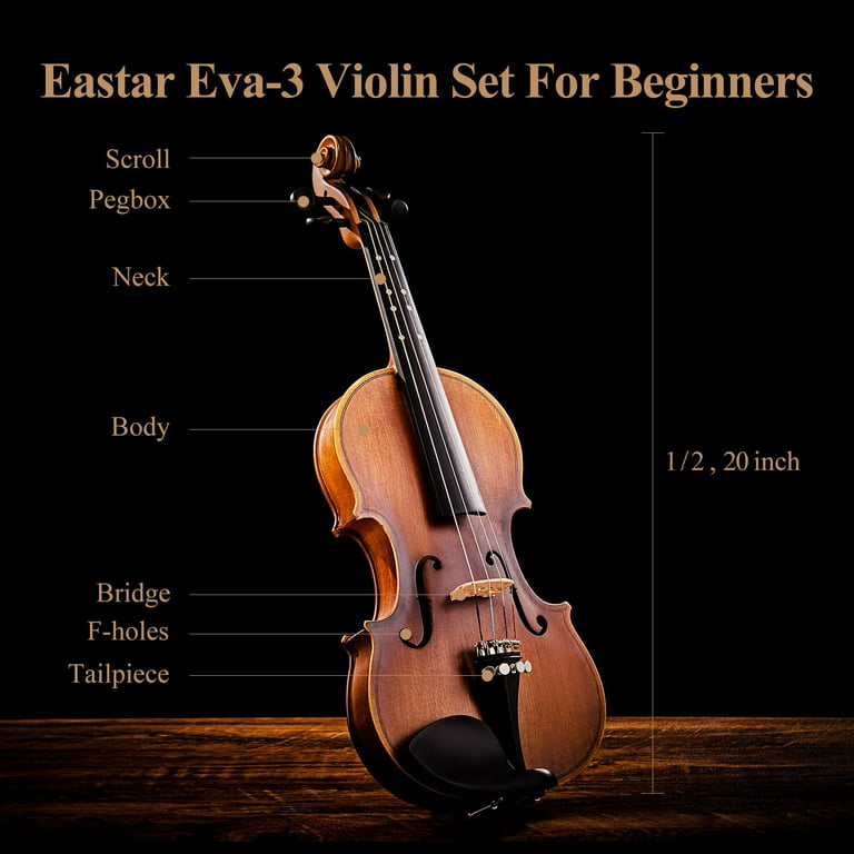Eastar Full Size Violin Set Half Size Matte for Kids Beginners Students, 1/2 (Imprinted Finger Guide on Fingerboard) EVA-3 - Walmart.com