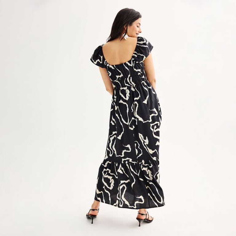 chinese dress ladies Black Flutter Sleeve Miko Dress