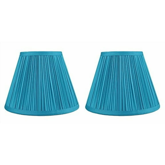 Urbanest Set of 2 Mushroom Pleated Softback Lamp Shades, Faux Silk, 5-inch by 9-inch by 7-inch, Teal, Spider-fitter