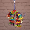 thumbnail image 4 of Vibrant Colorful Wooden Beads Parrot Chew Toy, Durable Gnawing Shredding Cage Accessory, Anti Feather Plucking Stress Relief Bird Toy for African Grey Amazon Medium Large Parrot Cage Play, 4 of 9