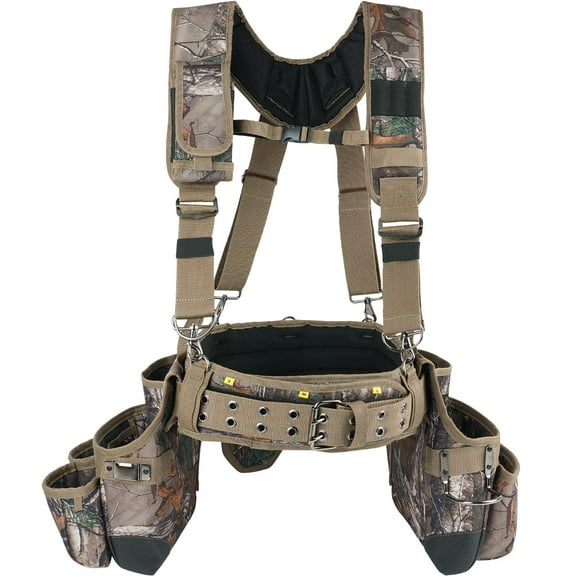 Cinturón de herramientas MELOTOUGH Camo con tirantes y bolsa de herramientas para hombre