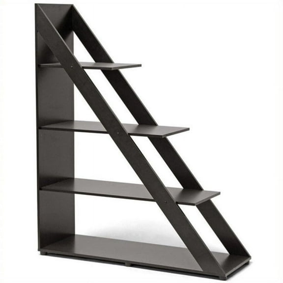 Bowery Hill 4 Shelf Bookcase in Dark Brown