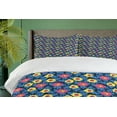 thumbnail image 4 of Ambesonne Floral Duvet Cover Set, Hand Drawn Simplistic Flower, 2-Calking, Azure Blue Yellow Coral, 4 of 7