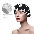 thumbnail image 4 of Disketp Black And White Polka Dot Shower Caps,Reusable Shower Cap For Women, Double Layer Waterproof Hair Cap, Large Size For All Hair Lengths,For Girls Spa Home Salon Use, 4 of 9