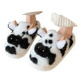 thumbnail image 3 of Fuzzy Slippers For Women Couples Men On Furry Flat Home Winter Round Toe Keep Warm Spotted Cow Slippers Shoes Warm Cozy Winter House Slippers Bedroom Indoor House Shoes, 3 of 7