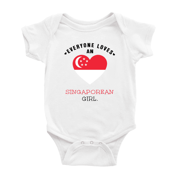 Everyone Loves an Singaporean Girl Baby Bodysuit Newborn Clothes Outfits (White, 6-12 Months)