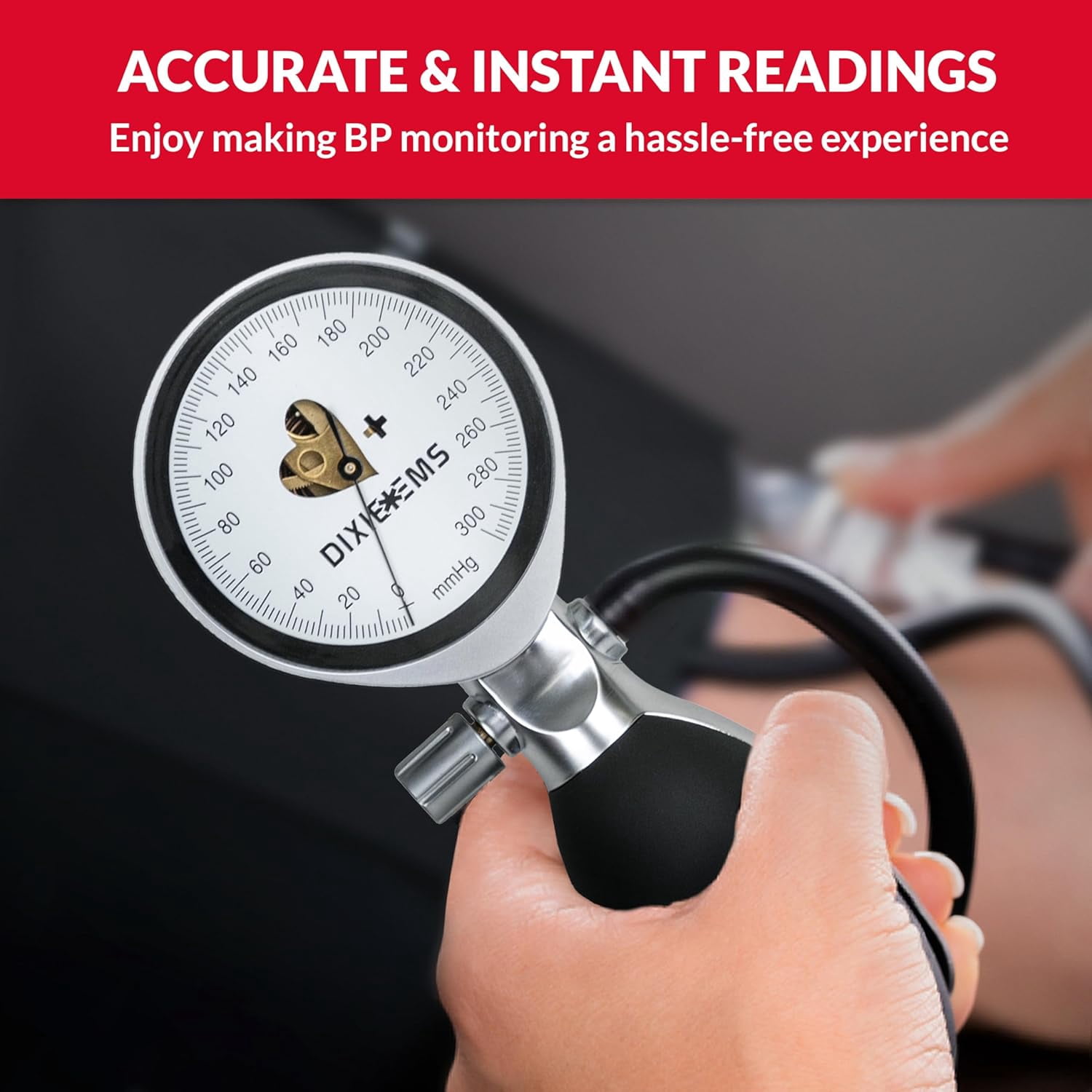 Dixie EMS Manual Aneroid Blood Pressure Cuff Sphygmomanometer for Adults - Black