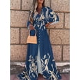 thumbnail image 2 of Liacowi Women Casual Dress Summer Flower Print Loose Fit V Neck Button High Split Long Beach Dress, 2 of 6