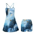 thumbnail image 5 of Yuyamidu Blue Marble Print Tennis Dresses Built-in Shorts with Pockets Trendy Golf Athletic Dresses 2 Pieces Comfortable Women Sleeveless Crossover Sport Dress Size XS, 5 of 7