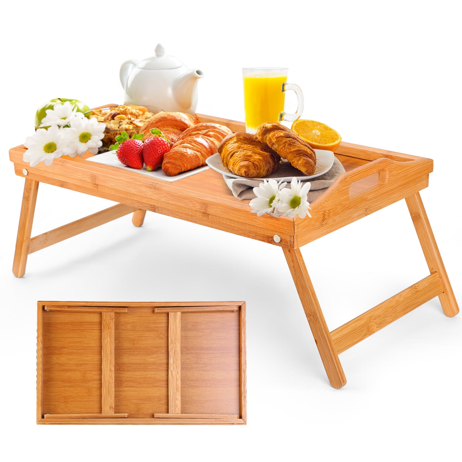 iMountek Bed  Tray  Table  Breakfast Tray  Bamboo Folding Bed  