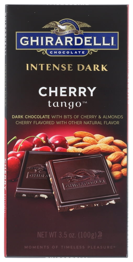 GHIRARDELLI Intense Dark Chocolate Bar, Cherry Almond, 3.5 Oz Bar