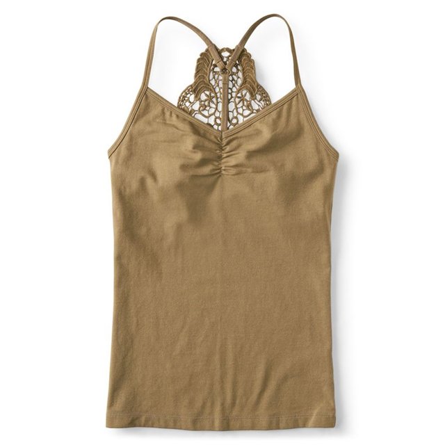 Aeropostale - Camiseta sin mangas con espalda de encaje para mujer, verde, grande Aeropostale Cami