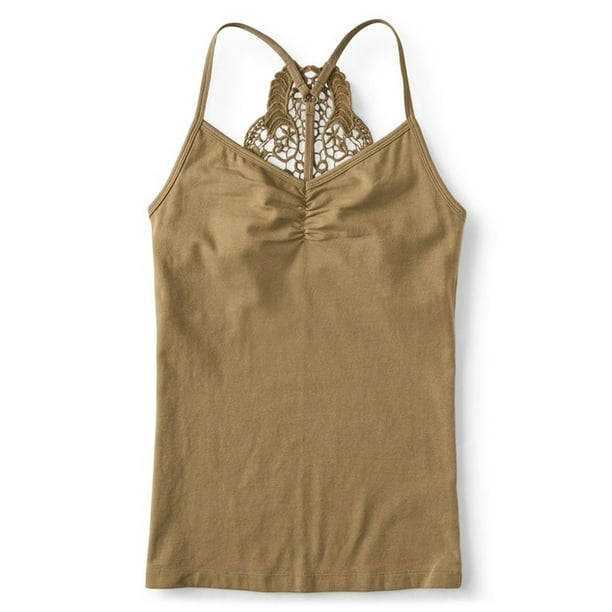 Aeropostale Womens Lace Back Cami Tank Top, Green, X-Small