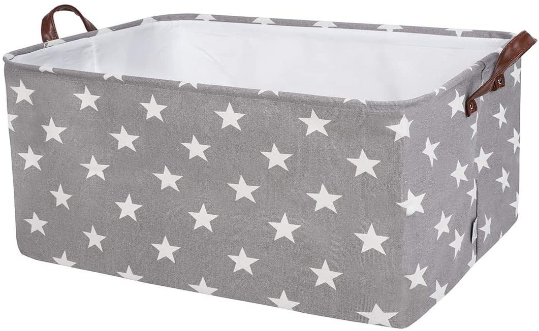 Blue Star, XL 22x15x13 Inches- DOKEHOM 22-Inches Thickened X-Large Canvas Drawstring Underbed Toy Storage Laundry Basket 