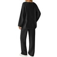 thumbnail image 5 of Wutalume Women's 2-Piece Sweater Suit Set, Cozy Knit Top and Pants for Home Wear, Matching Casual Fashion Outfit,Black L, 5 of 6