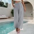 thumbnail image 2 of XUNKUSGA Palazzo Pants for Women Casual Loose Flowy Women's Pants Drawstring High Waisted Wide Leg Pants Woman Comfy Lounge Breathable Linen Pants, 2 of 7