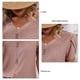 thumbnail image 5 of Camiseta con cuello en V para mujer, mangas cortas de pétalos, botón frontal, blusas holgadas informales, color rosa XXL, 5 of 6
