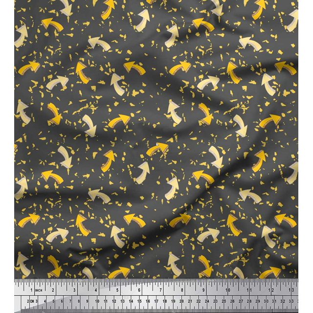 Soimoi Gray Cotton Cambric Fabric Abstract & Arrow Symbol Print Sewing Fabric Yard 42 Inch Wide