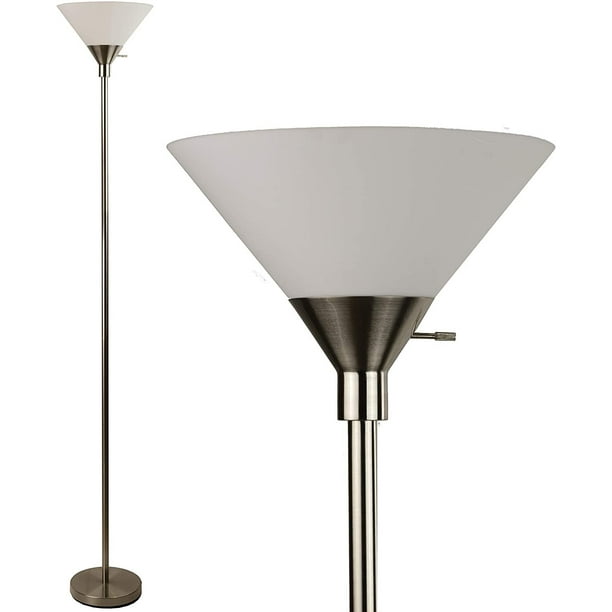 Metro Torchiere Modern Floor Lamp By Lightaccents 72 Tall Light Brushed Nickel Metal With White Metro Torchiere Modern Floor Lamp By, Threshold Floor Lamp Brushed Nickel Finish