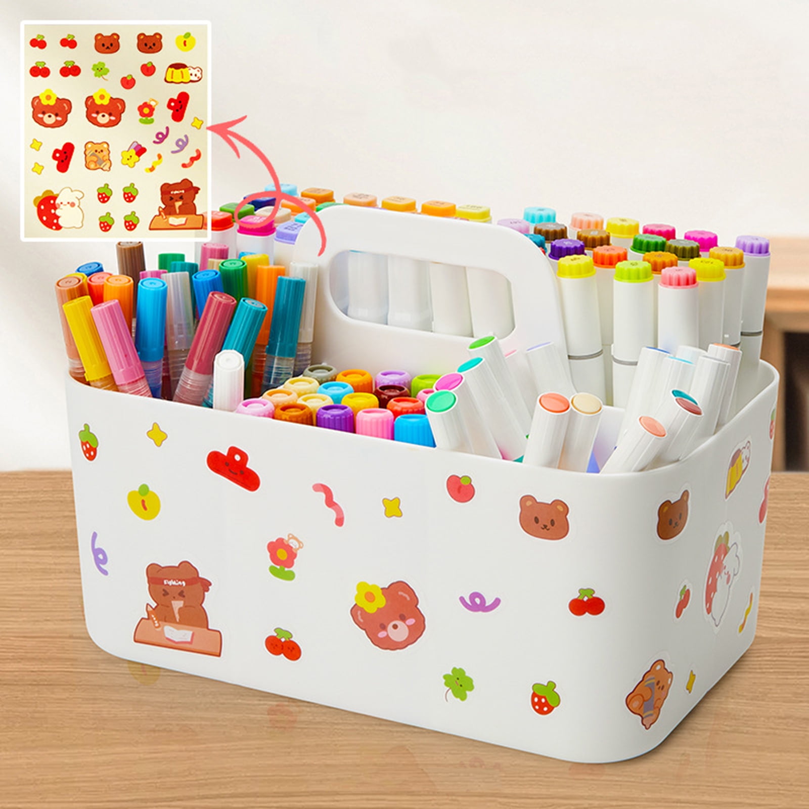 Large Capacity Desktop Stationary with Handle Watercolor Marker Caddies Art Supply Storage Holder