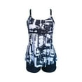 thumbnail image 5 of Baqcunre Women's Printed Two Piece Split Plus Size Swimsuit with Chest Pads, 1X Swimsuit Black L, 5 of 8