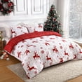 thumbnail image 2 of Christmas Duvet Cover Queen, Reversible Printed Comforter Cover Set Christmas Holiday Decorative Bedding, Soft Microfiber Red Duvet + 2 Pillow Shams (Christmas Reindeer and Snowflake, Queen), 2 of 9