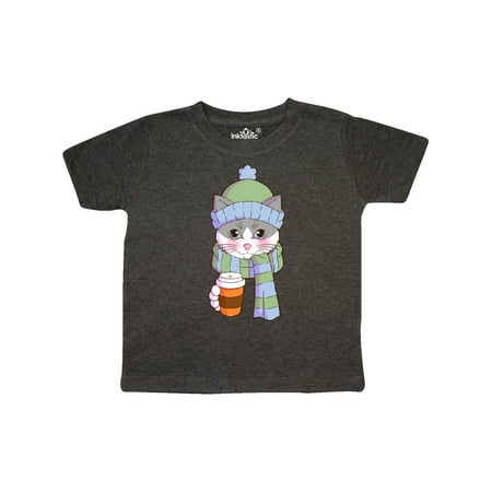 

Inktastic Cute Grey and White Cat in Scarf and Hat Gift Toddler Boy or Toddler Girl T-Shirt