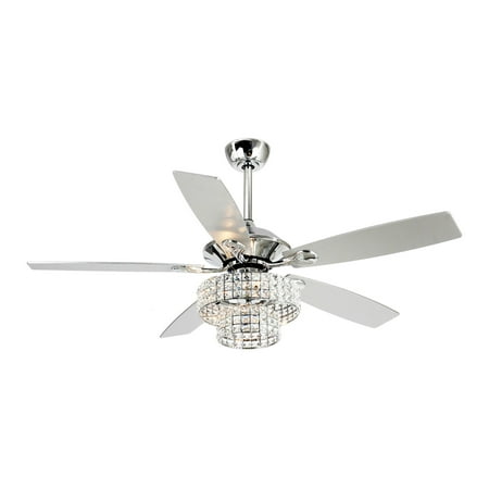 

52 Inch Ceiling Fans with Light Remote Control Crystal Lighting Chandelier Ceiling Fans 5 Reversible Blades for Home Kitchen