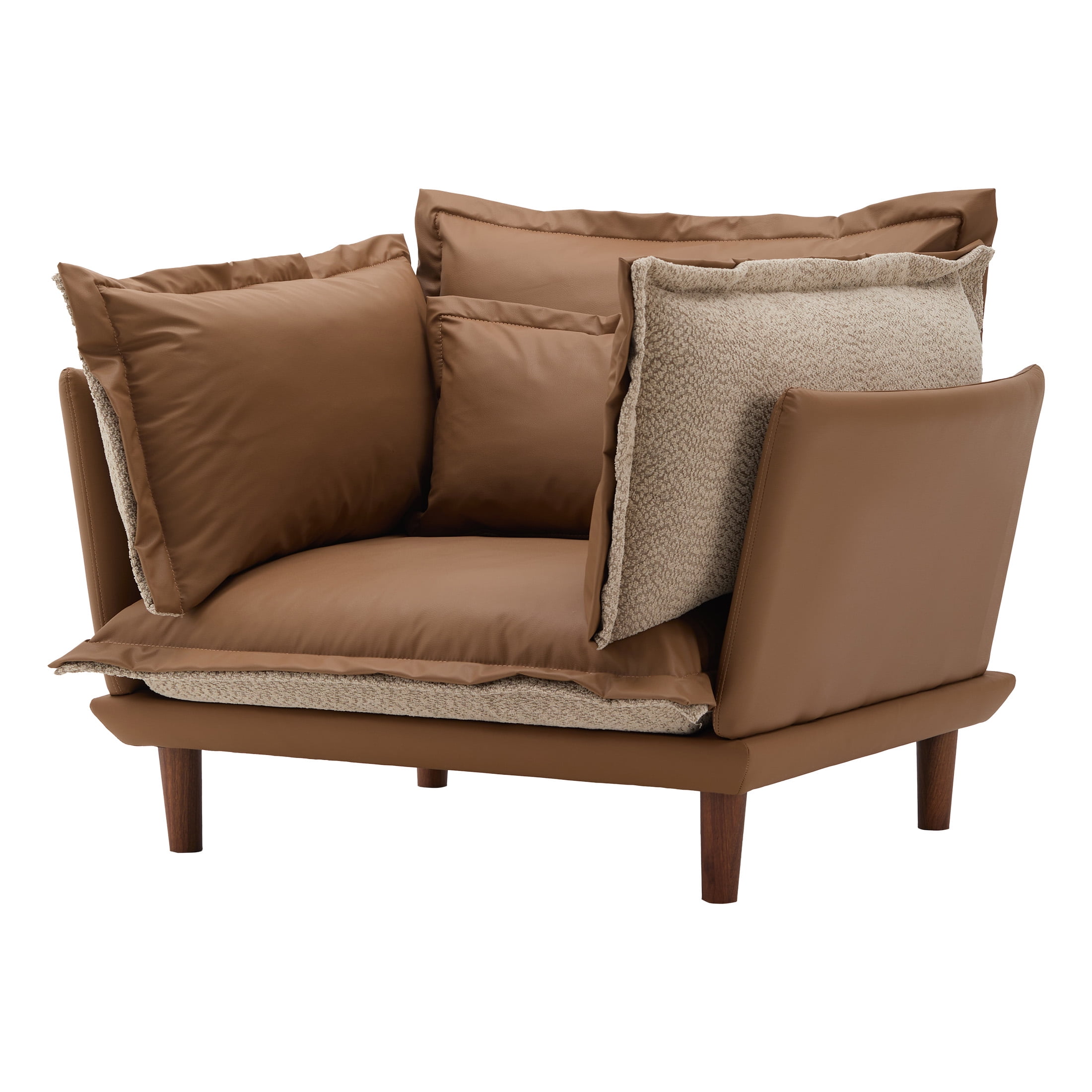 Aukfa Oversized Sofa Chair, Microfibers Accent Chair for Living Room, Dual-Sided Cushions, Brown