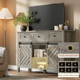 thumbnail image 3 of Hetoy 59" Farmhouse Buffet Cabinet with Sliding Barn Doors, 3 Drawers, Adjustable Shelves, Gray, 3 of 6