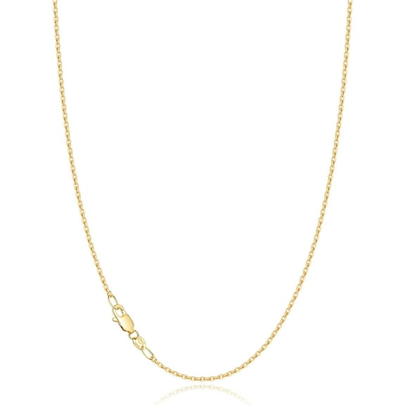 Solid 18K Gold Over 925 Sterling Silver Chain Necklace For Women, 1.2Mm Cable Chain Necklace Thin & Dainty & Sturdy Women'S Chain Necklaces 14/16/17/18/20/22/24 Inch[o4740]