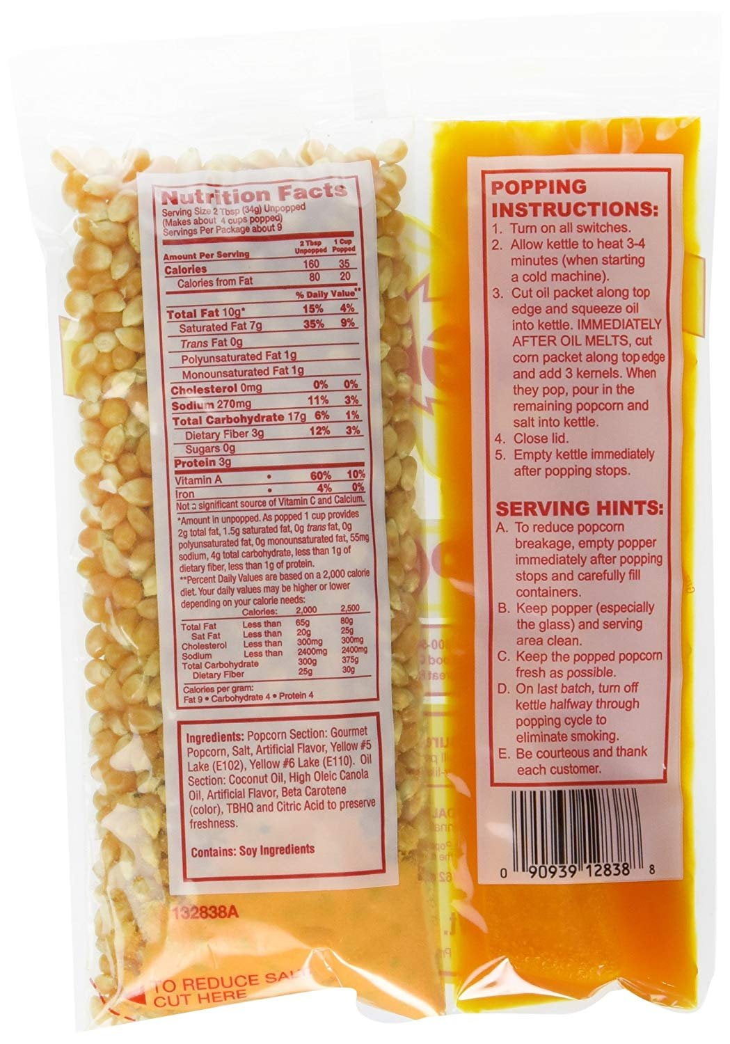 Gold Medal Products Popcorn Coconut Oil Kit Butter Flavor - Pre-Measured - 24 Kits, 10.6 oz — Construction & DIY Use, Standard Hardware Spec