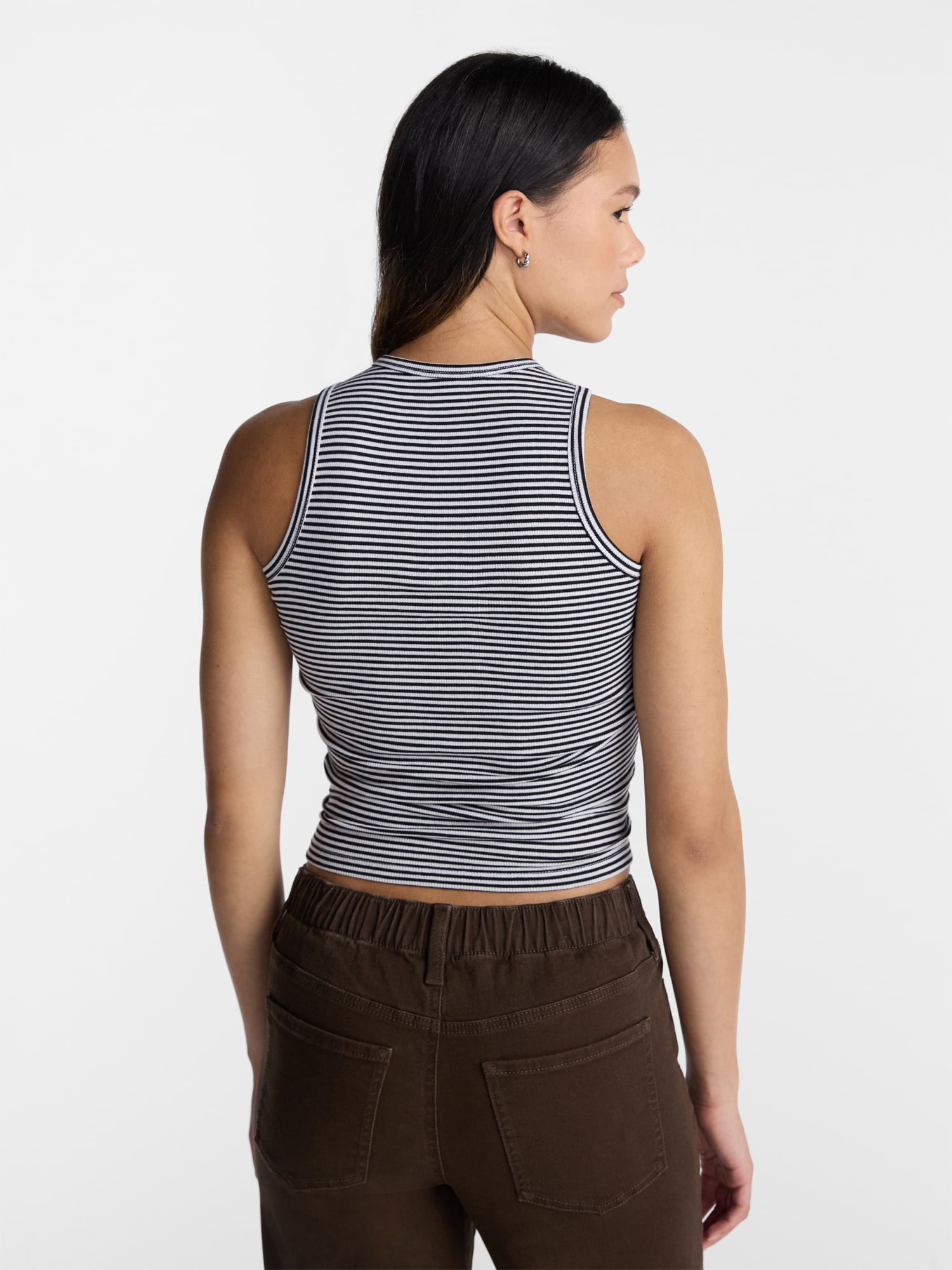No Boundaries Ribbed High Neck Tank Top, Women's XXS-XXL