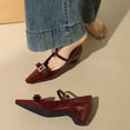 thumbnail image 2 of Women Pointed Toe High Heels Block Heel 5CM Patent Leather Rhinestones Bow Dress Shoes Wedding Evening Party, 2 of 6