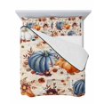 thumbnail image 6 of Orange Blue Fall Pumpkins Queen Size Down Alternative Comforter, Lightweight Comforter Quilt Bedding Set with Pillow Shams Floral Botanical Thanksgiving Vintage Bed Comforter Duvet Insert 90"x96", 6 of 6