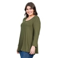 thumbnail image 3 of Plus Size 24Seven Comfort Apparel Poised Long Sleeve Swing Tunic Top Color: Army Size: 2X, 3 of 4