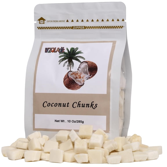 Dried Coconut Chunks 10oz GGA1 Tropical Fruit Snack Unsweetened, No Artificial Colors or Flavors,In Resealable Bags