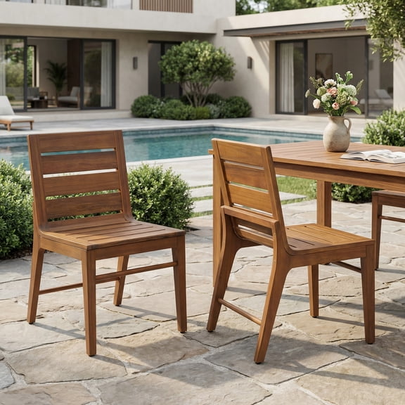 Christopher Knight Home Echo Outdoor Dining Chair Solid Acacia Wood, Set of 2
