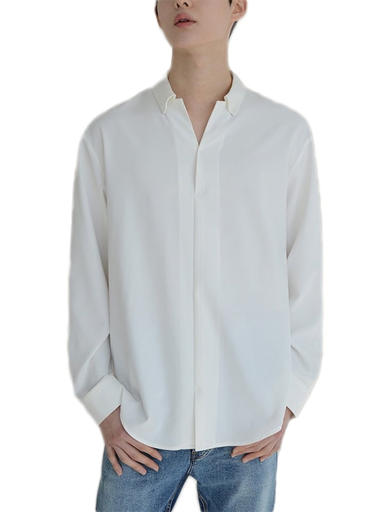 down Collar Henley Dress Shirts Tops 