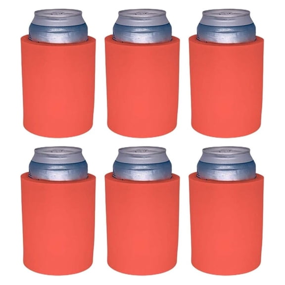 Pink Can Coolers 6 Pack - 12oz Regular Cans - 3/8" Thick Foam Sleeves - Old School Style Drink Coolers - Insulated Beverage Holders for Parties & Outdoors