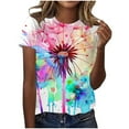 thumbnail image 1 of TSADFHJI Hauts de Vacances pour Femmes Manches en Dentelle Imprimé Col Rond Manches Courtes T-Shirt m, 1 of 5