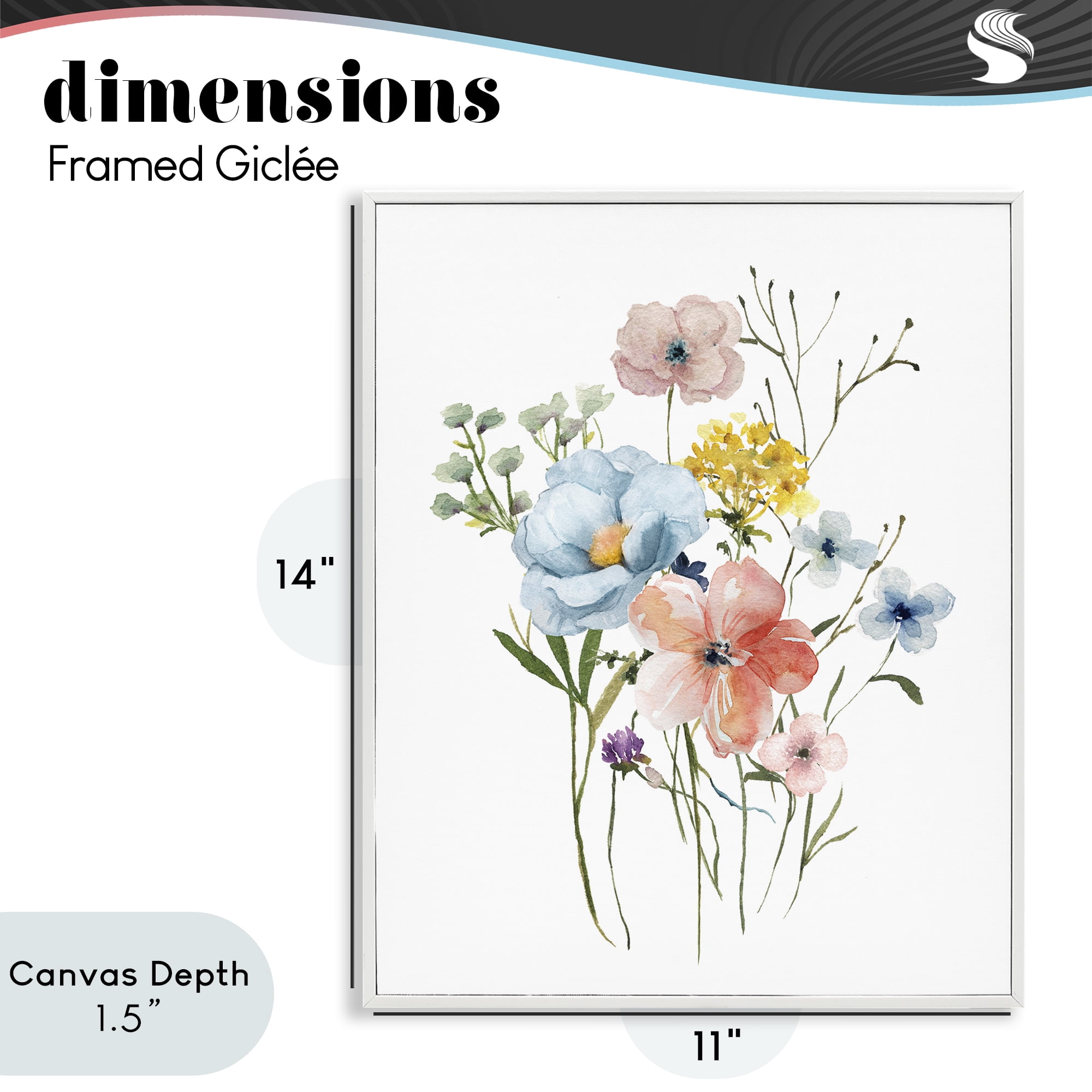 Stupell Industries Spring Meadow Wild Flowers White Framed Giclee Art, design by Livi Finn