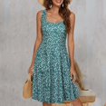 thumbnail image 2 of Gibobby Vestidos para Mujer Vestido de playa estampado con cuello cuadrado sin mangas para mujer de verano en estilo largo Swing(Verde,XL), 2 of 5