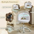 thumbnail image 4 of VINGLI Small Vanity Chair with Wheels for Girls.Cute Modern Adjustable Height Armless Office Desk Chair.360°Swivel Comfy Rolling Chair for Study, Make up Room,Small Space,Linen White, 4 of 9